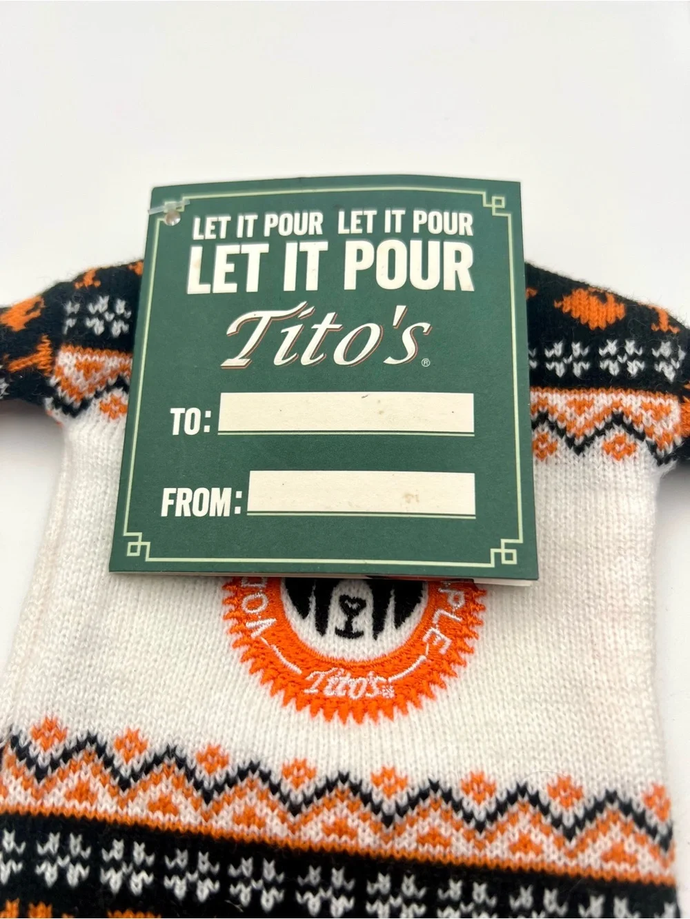 Collectible Tito's Handmade Vodka Mini Knit Sweater Bottle Coozie